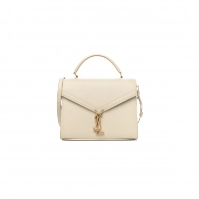 YSL CASSANDRA MEDIUM TOP HANDLE BAG IN GRAIN DE POUDRE EMBOSSED LEATHER 578000681411 (24.5*20*11.5cm)